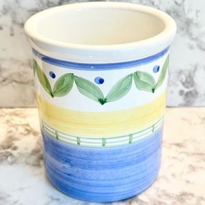 Williams Sonoma Marisol Utensil Holder Italy Blue Yellow